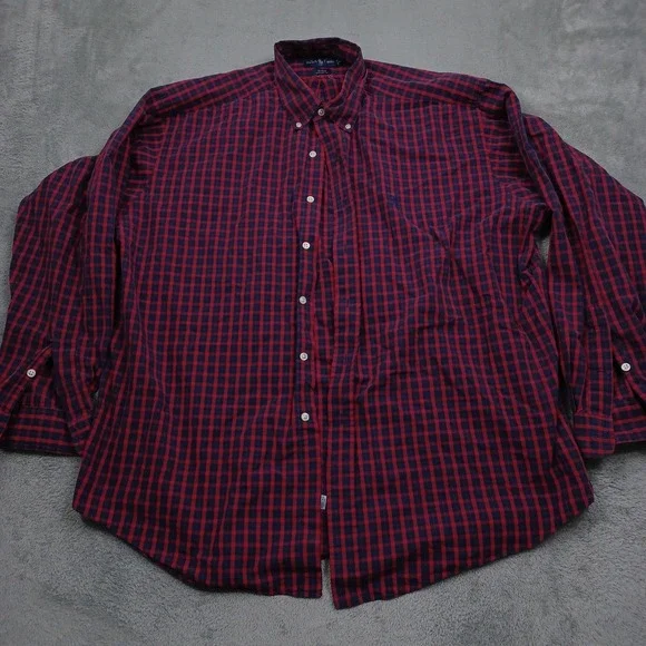 Ralph Lauren Shirt Mens XL Red Plaid Button Up Preppy Long Sleeve Blake Fit