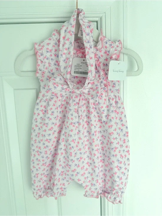 Kissy Kissy pink purple floral bubble and headband 0-3m NWT