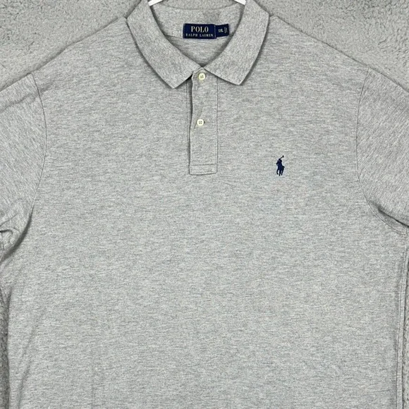 Polo Ralph Lauren Polo Shirt Mens 2XL Grey Heather Casual Rugby Short Sleeve