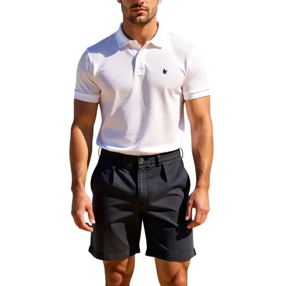 Polo Ralph Lauren‎ Tyler Short Mens Navy Pleated Classic Chino Shorts Cotton 35