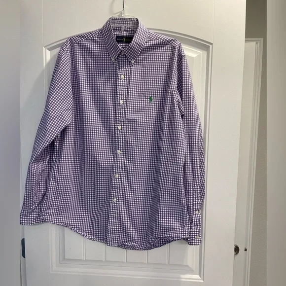 Purple Ralph Lauren shirt Long Sleeve purple checkered classic button down
