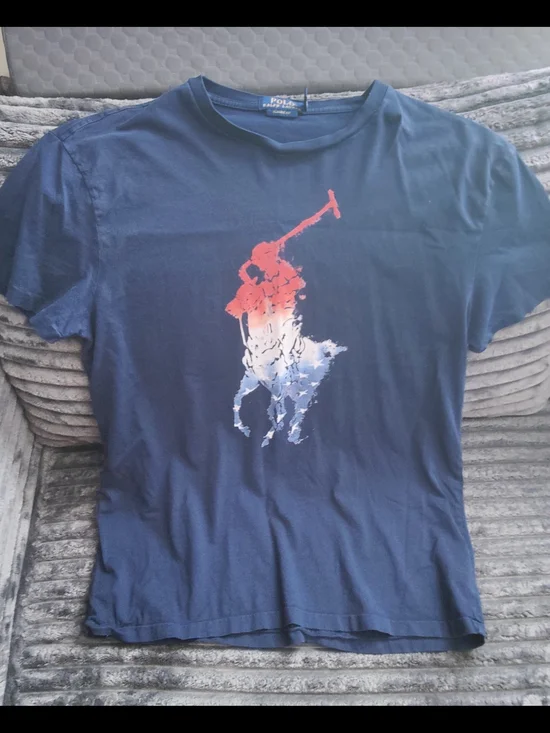 Polo by Ralph Lauren Navy Tee with Red-White-Blue Polo Player Graphic