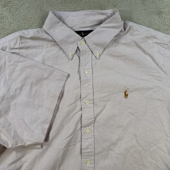 Polo Ralph Lauren Shirt Mens 2XL Purple Short Sleeve Button Down Flesh Pony