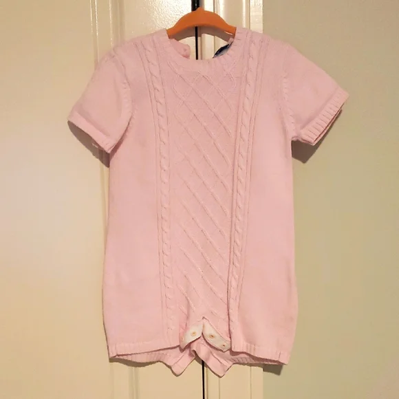 Pink piccino piccina cable knit sweater Baby Romper 18m 100% cotton