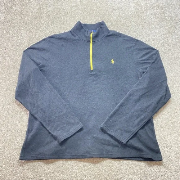 Polo Ralph Lauren Pullover Mens XL Gray Performance Fleece Quarter Zip Pony Logo