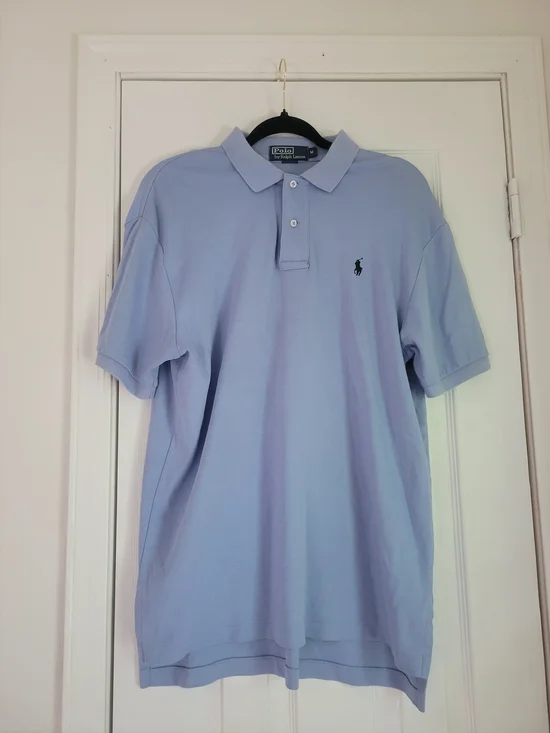 Polo Ralph Lauren Blue Men's Medium Polo Shirt Cotton Blend 90s Blokecore Sporty