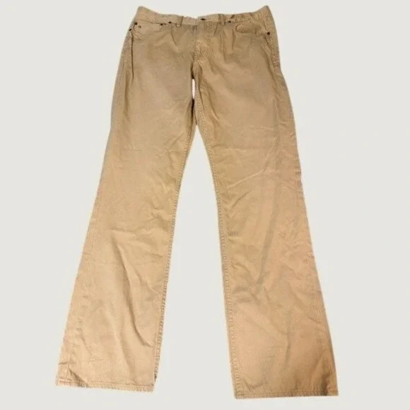 Polo Ralph Lauren Mens Tan Khaki Cotton Canvas Straight Leg Pants 38x34 RL Logo