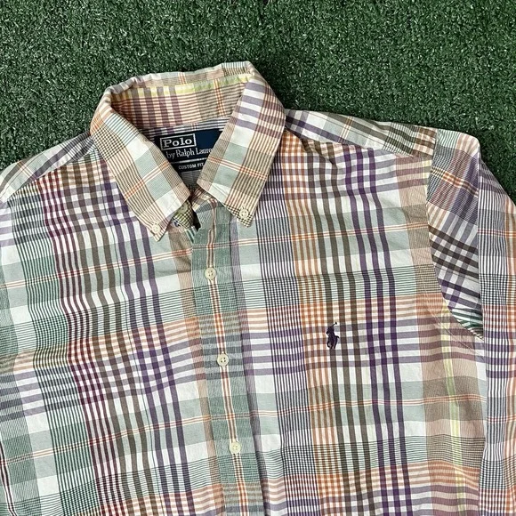 Polo Ralph Lauren Button Down Shirt Mens M Multicolor Madras Plaid Pony Logo