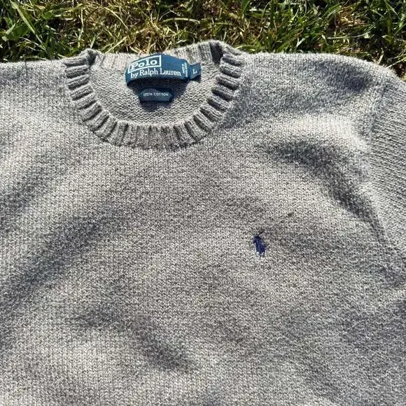 Polo Ralph Lauren Men's Gray 100% Cotton Crewneck Knit Sweater