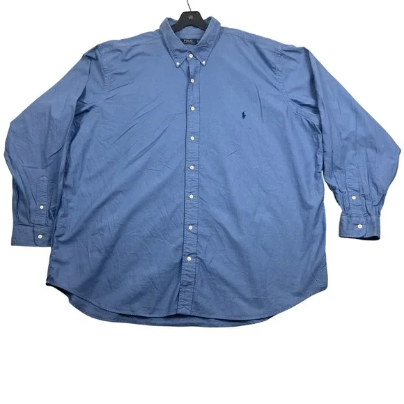 Polo Ralph Lauren Mens 3XB Blue Cotton Oxford Button Down Shirt Long Sleeve 3TG