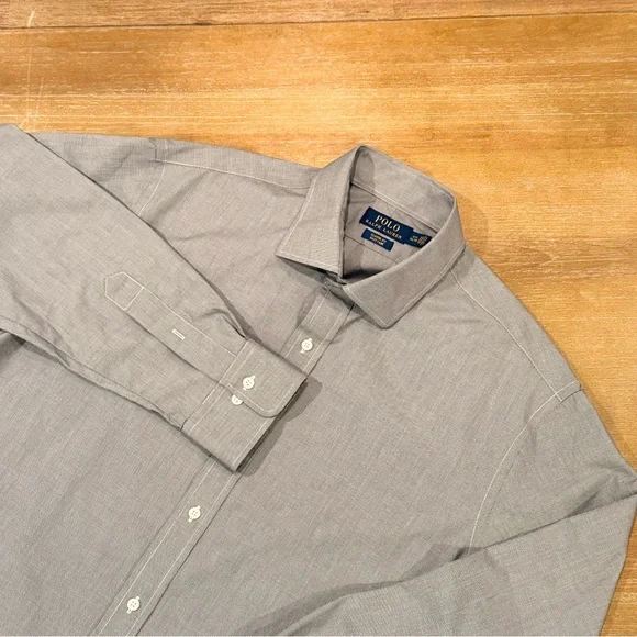 Polo Ralph Lauren Men’s Gray Classic Fit Easy Care Dress Shirt Size 17 1/2 34/35
