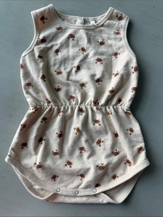 Rylee + Cru Cream Romper with Brown Crab Print 2T 3T