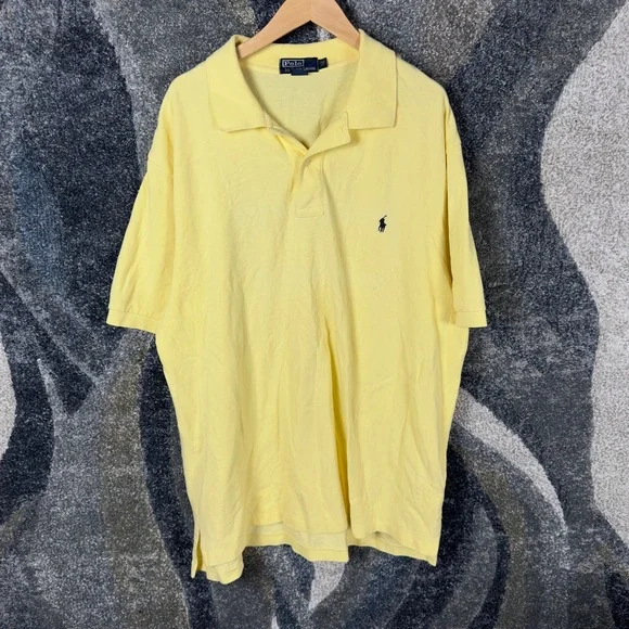 Polo Ralph Lauren Polo Shirt Mens 2XL Yellow Excellent Short Sleeve Cotton Pique