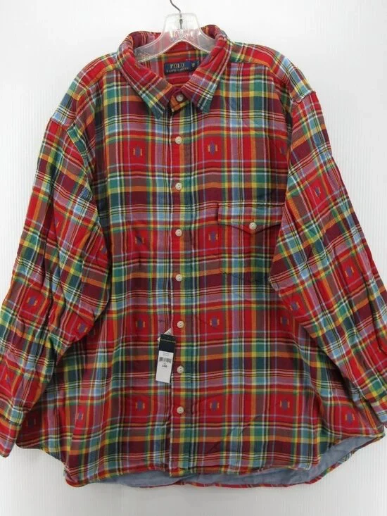Polo Ralph Lauren Shirt 3XB Button Up Flannel Southwestern Tartan Lined