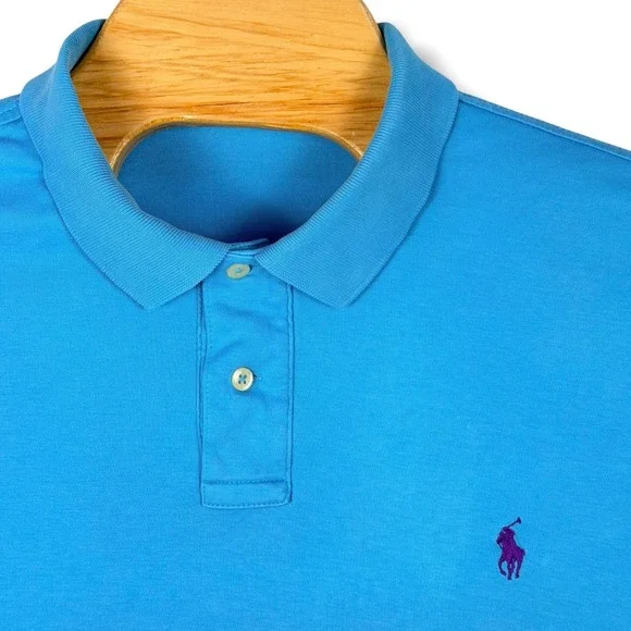 Polo Ralph Lauren Polo Shirt Mens XXL Blue Classic Fit Cotton Short Sleeve Pony
