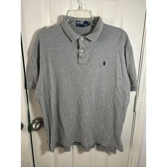 VTG Men's Polo Ralph Lauren Short Sleeve Polo- Size Large Light Gray‎