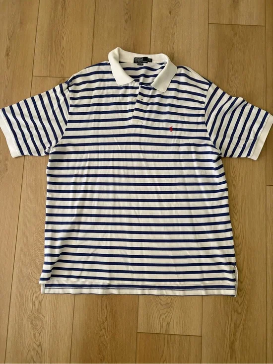 Polo Ralph Lauren Custom Fit Mesh Polo Shirt Men’s 3XLT Tall Blue White Striped