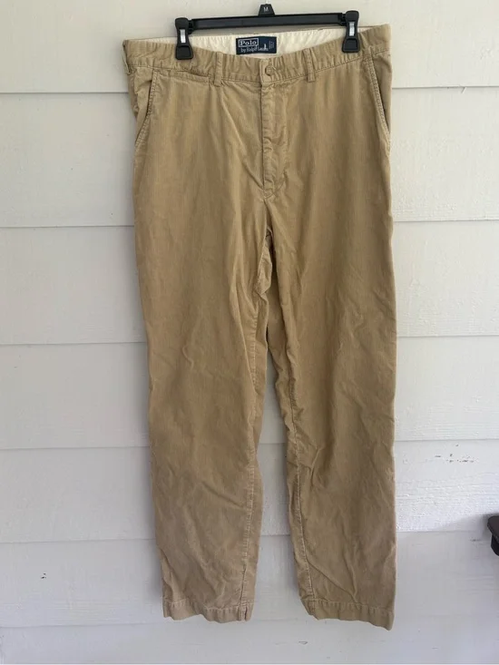 Polo Ralph Lauren Men's Corduroy Beige 34x34 Pants Classic Straight Leg Preppy