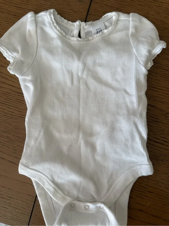 Baby Gap White Ribbed Short-Sleeve Baby One-Piece
