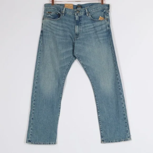 Polo Ralph Lauren Varick Slim Straight Jeans Men 38x30 Med Wash Denim $125 NWT