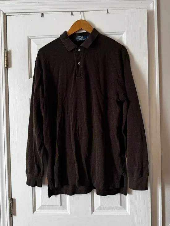 Polo by Ralph Lauren Long Sleeve Polo Shirt - Chocolate Brown Size Large