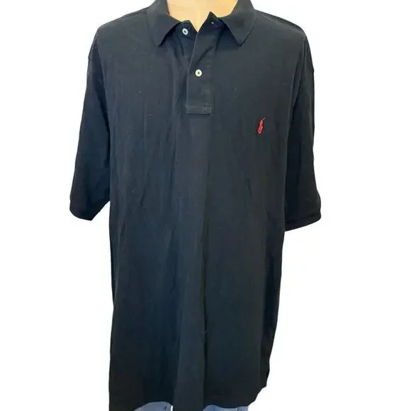 POLO RALPH LAUREN Black Polo Shirt Top Men 4XL XXXXL Preppy Casual