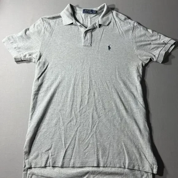 Polo Ralph Lauren Polo Shirt Mens M Gray Pony Logo Knit Short Sleeve Casual