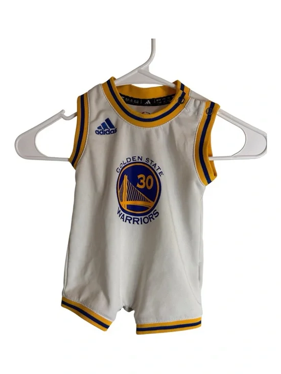 Adidas Stephen Curry Golden State Warriors Jersey Romper Onesie 12M White