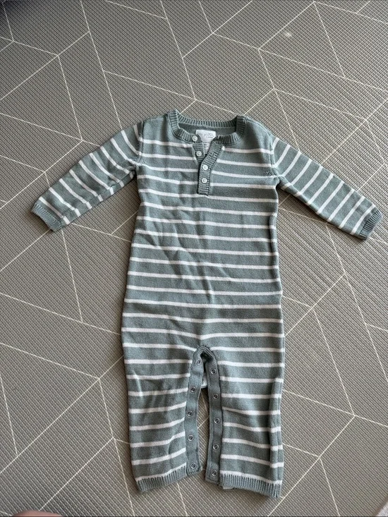 Little Planet Green & White Stripe Knit One-Piece