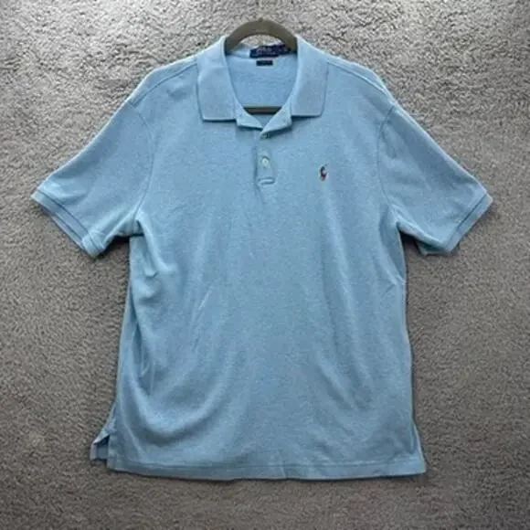 Polo Ralph Lauren Men's Large Blue‎ Polo Shirt Sleeve Shirt Casual Weekend EUC