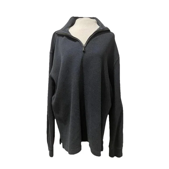 Polo Ralph Lauren Quarter Zip Sweater Charcoal Gray‎ Men's L Cotton Logo