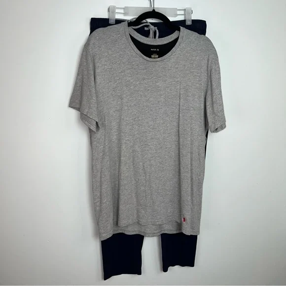 Polo by Ralph Lauren Pajama Set Gray Tee and Navy Pants Z Loungewear Sleepwear L