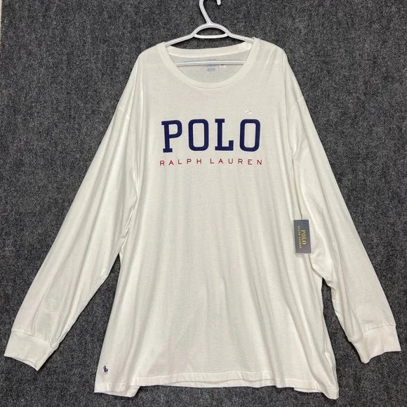 Polo Ralph Lauren Men's‎ 3LT White Long Sleeve T-Shirt Classic Fit Big Logo NWT