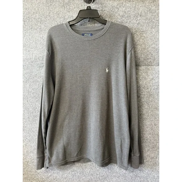 Polo‎ Ralph Lauren Thermal Waffle Knit Shirt Men's XL Gray Longsleeve R2