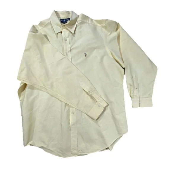 Polo‎ Ralph Lauren Dress Shirt Mens 17-35 Yellow Yarmouth Business Button Down