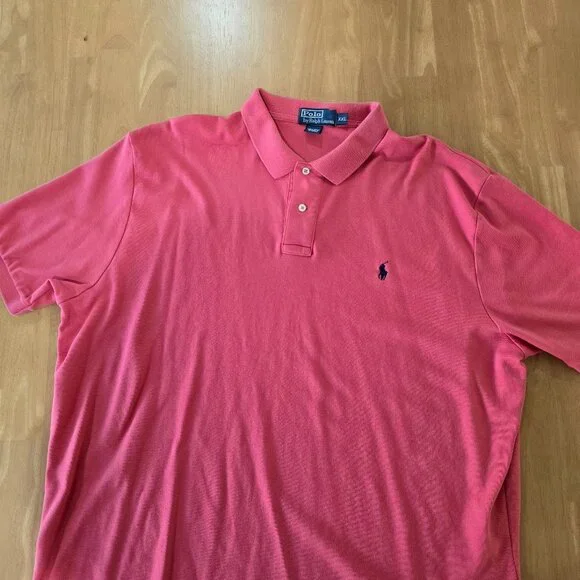 Polo Ralph Lauren Men's Short Sleeve 2-Button Polo Shirt Pony Logo Light Red XXL