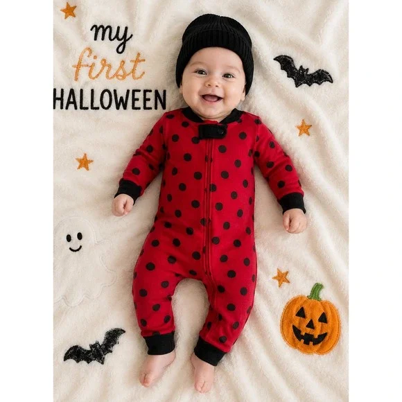 Hanna Andersson Ladybug Organic Cotton Zip Sleeper Red 6-12 Months