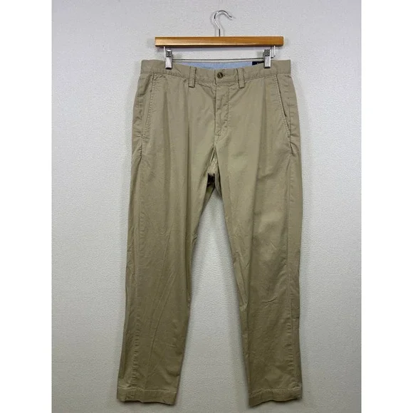 Preppy Old Money Polo Ralph Lauren Mens 32x32 Tan Stretch Straight Fit Chinos