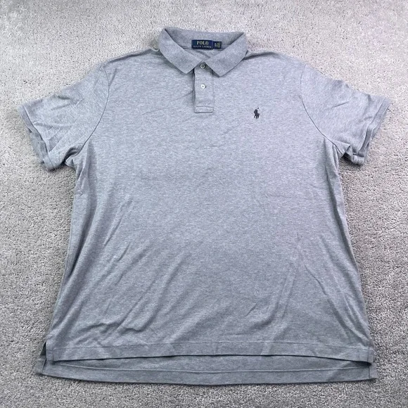 Polo Ralph Lauren‎ Polo Shirt Mens XL Gray Jersey Knit Short Sleeve Pony Preppy