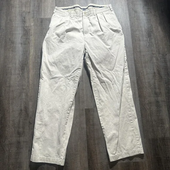 Polo Ralph Lauren‎ Pants Mens 36x30 Beige Chino Pleated Front Cotton Casual
