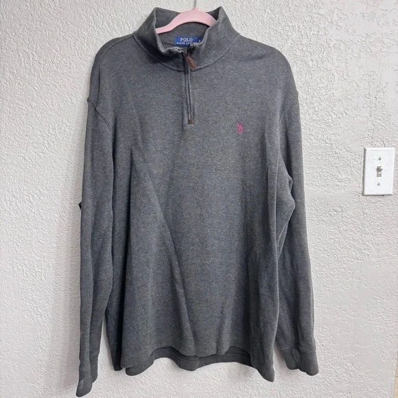 Polo Ralph Lauren Gray Quarter Zip Sweater Men’s XL Cotton Pullover