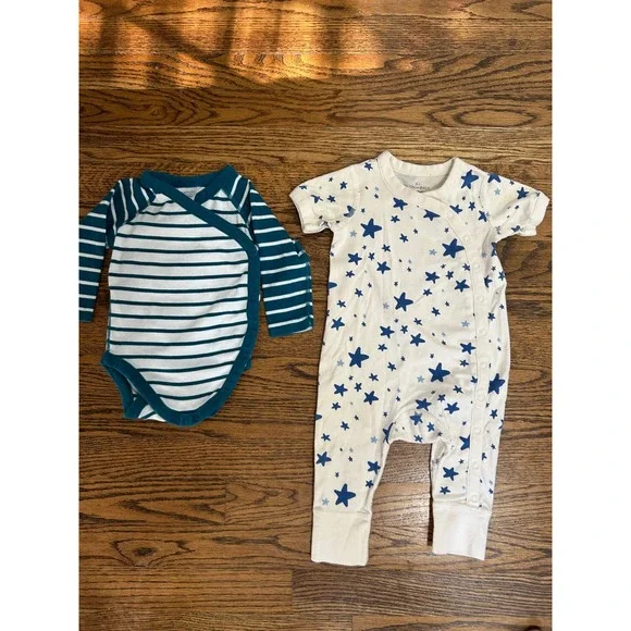 Hanna Andersson Moon and Back Baby 6-12M Organic Cotton Romper  Onesie Lot Set