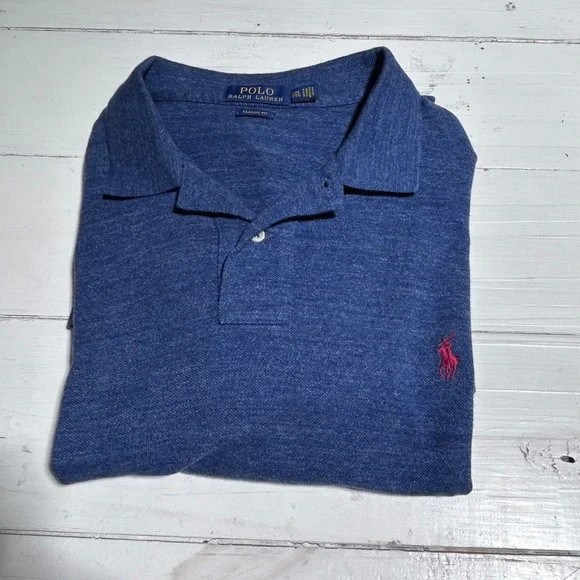 Polo Ralph Lauren Mens XXL Classic‎ Fit Short Sleeve Polo Shirt Red Pony Blue