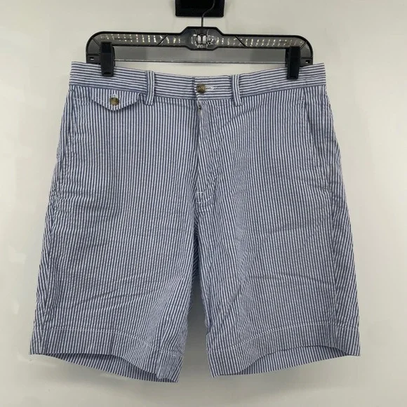 Polo Ralph Lauren Shorts Mens 32 Blue Seersucker Striped Stretch Cotton Prep