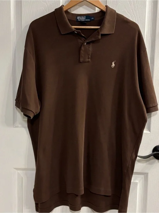 Vintage Polo Ralph Lauren Polo Shirt Brown XL Made in Hong Kong 100% Cotton USA