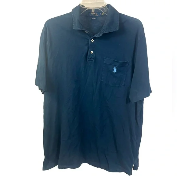 Polo Ralph‎ Lauren Men's Blue Short Sleeve Knit Polo Shirt- Size Large