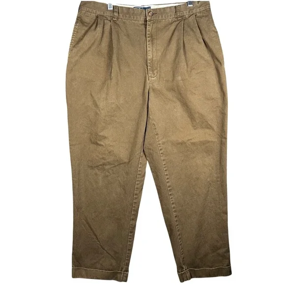 Vintage Polo Ralph Lauren Hammond Pant Mens 38 Brown Pleated‎ Classic Chino