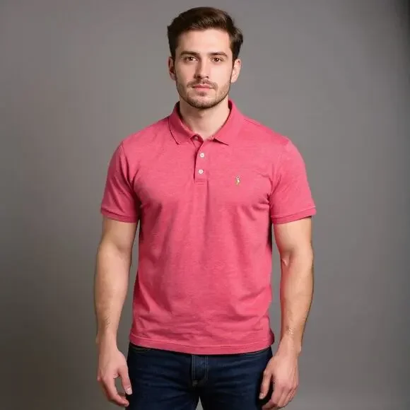 Polo Ralph Lauren Classic Fit Heather Red Polo Shirt Men's Large Preppy Cotton