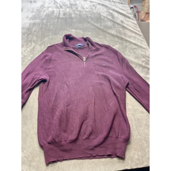 Polo Ralph Lauren Pima Cotton Quarter Zip Pullover Sweater - Mens large burgundy