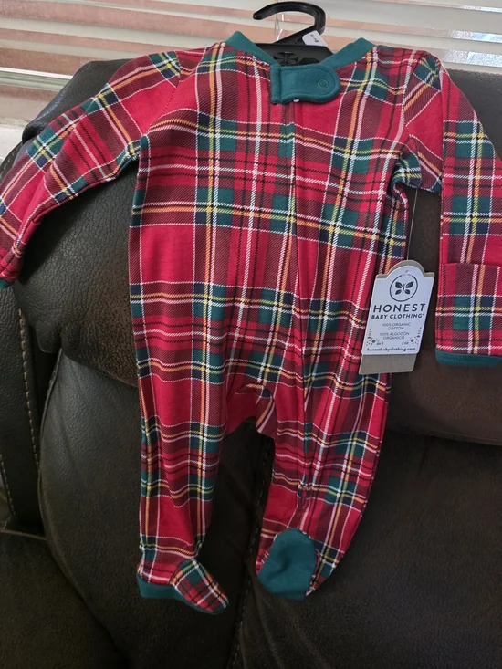 Honest Baby Clothing Red Tartan Footed One-Piece